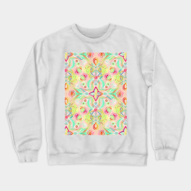 Soft Neon Pastel Boho Pattern Crewneck Sweatshirt by micklyn